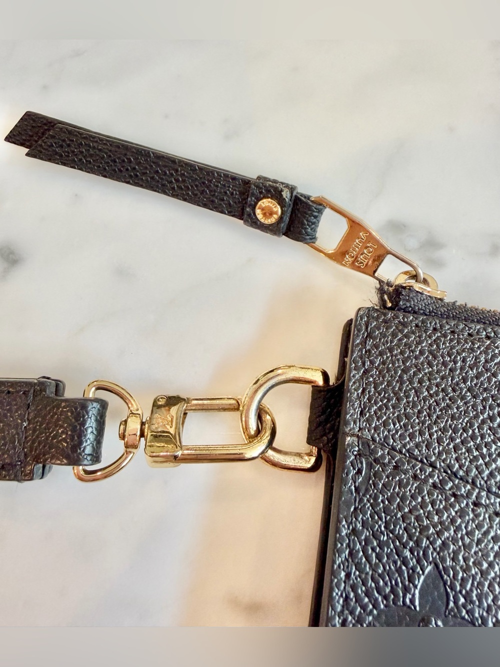 NotLouisVuitton Black Monogram Embossed Pochette 6.5" x 9" - Picture 4 of 7